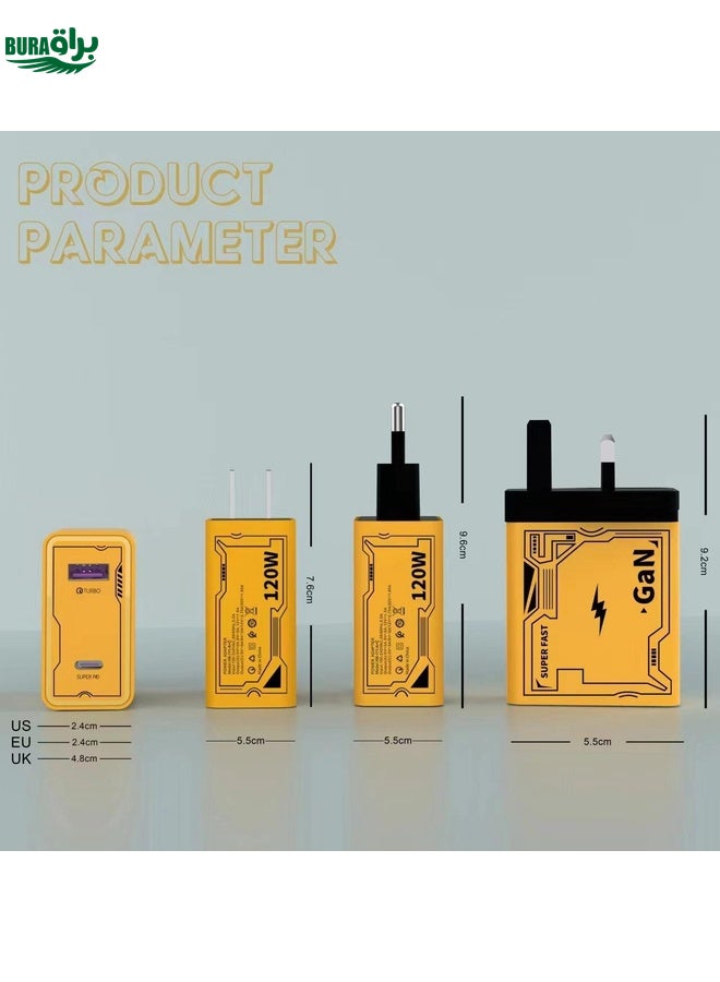 BURAQ HX111 120W USB, Type-C GaN Ultra-fast Charger(EU Plug) - Image 2