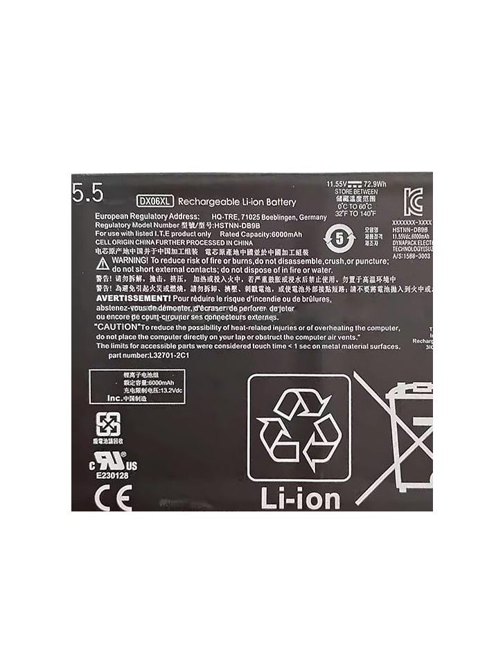 Terabyte 11.55V 72.9Wh 6000mAh DX06XL L32749-005 HSTNN-DB9B L32701-2C1 Battery Compatible for HP Omen X 2S 15-DG 15-DG0019TX 15-DG0003NC 15-DG0075CL 15-DG0020TX 15-DG0018TX Series - Image 2