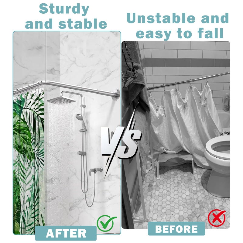 CANRAY Shower Rod Ceiling Support Bracket 2-Pack â€“ Anti-Sagging 304 Stainless Steel, 60" Adjustable Rust-Resistant, Fits Curved/L/U-Shaped Rods - Image 3