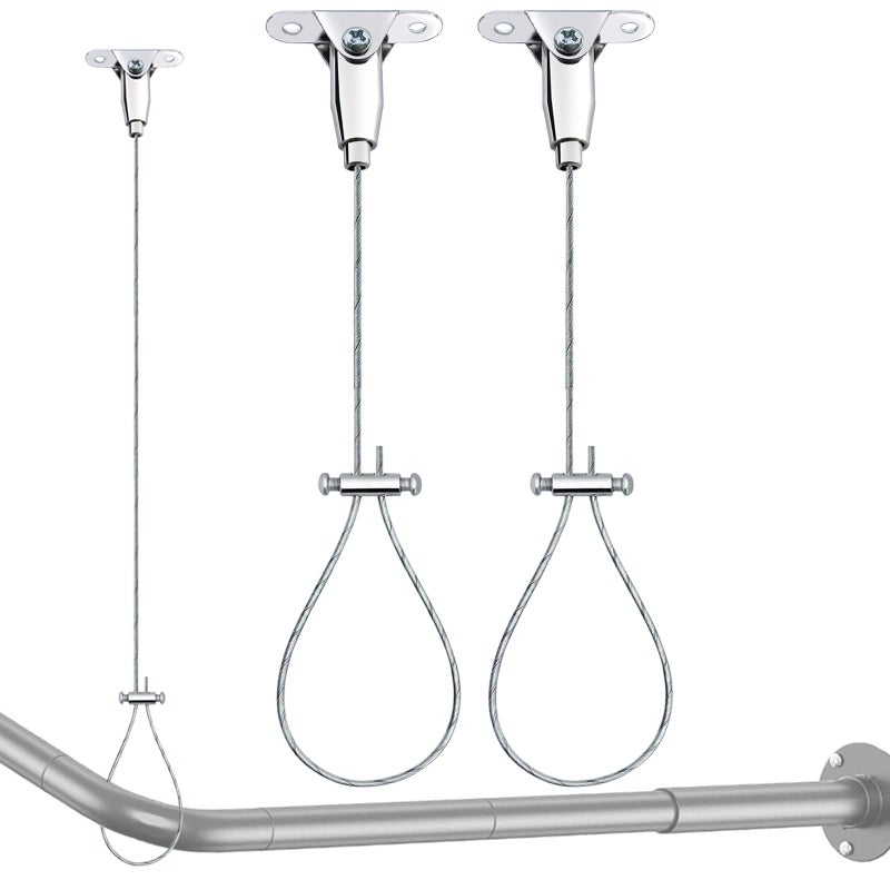 CANRAY Shower Rod Ceiling Support Bracket 2-Pack â€“ Anti-Sagging 304 Stainless Steel, 60" Adjustable Rust-Resistant, Fits Curved/L/U-Shaped Rods - Image 1
