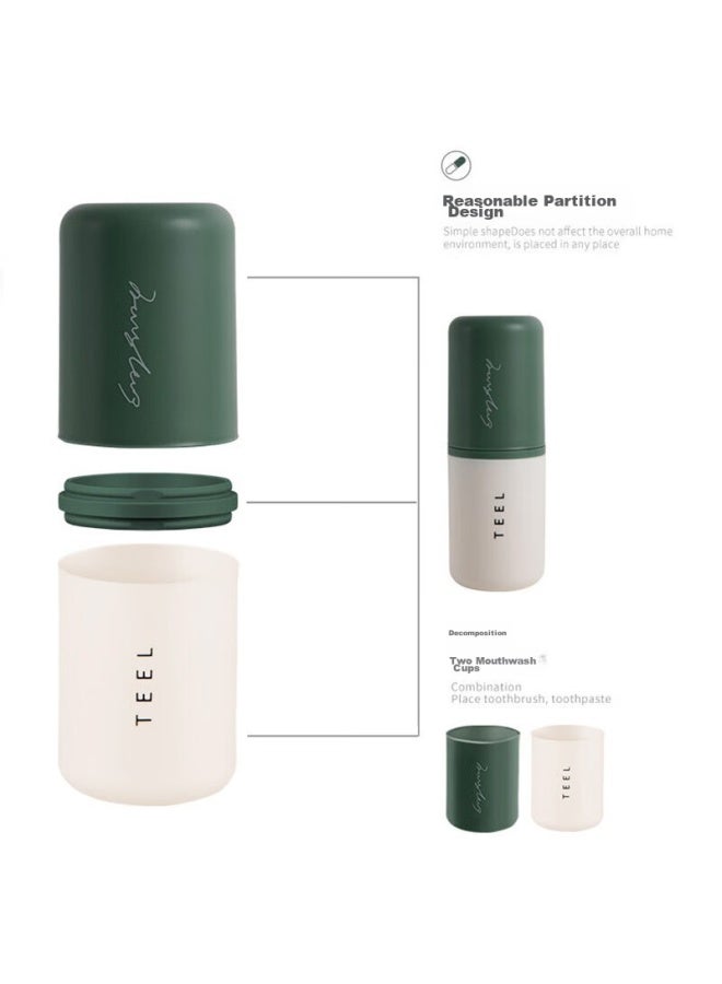 Jajalin Travel Toiletry Cup Set With 2 Detachable Toothbrush Cups, Creative Simple Toothbrush Holder Box, Travel Toiletry Cup Set, Light Green - Image 4