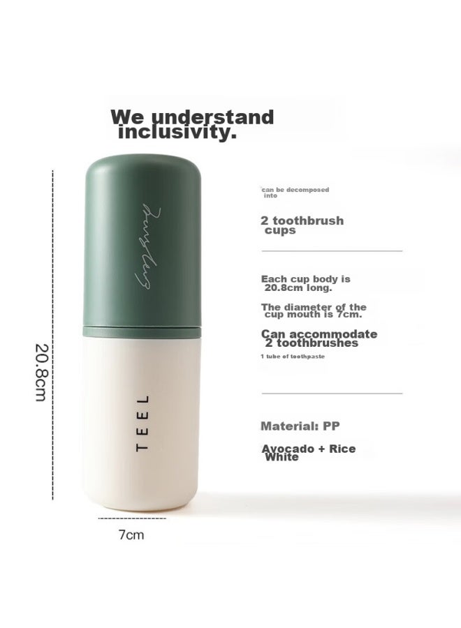 Jajalin Travel Toiletry Cup Set With 2 Detachable Toothbrush Cups, Creative Simple Toothbrush Holder Box, Travel Toiletry Cup Set, Light Green - Image 5