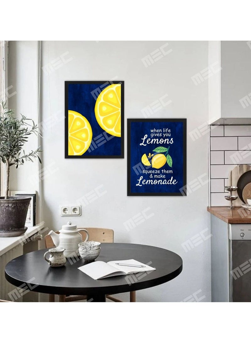 إم إي سي مجموعة من قطعتين عندما تعطيك الحياة ليمون تضغط عليهم وتصنع إطار ملصق تصميم عصير الليمون 30x40 سم - Image 5