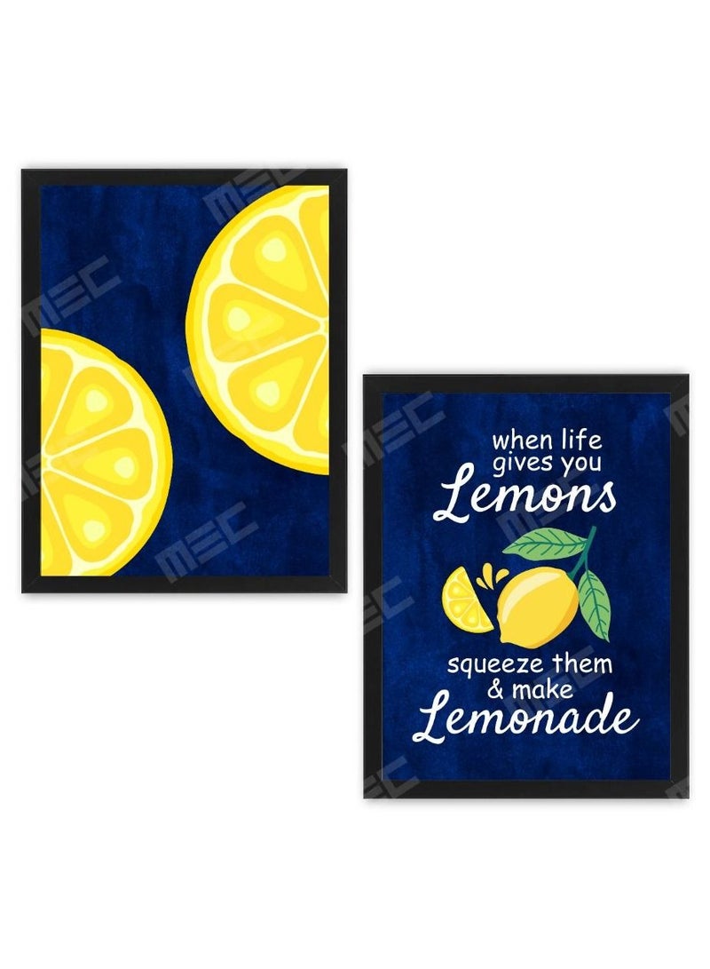 إم إي سي مجموعة من قطعتين عندما تعطيك الحياة ليمون تضغط عليهم وتصنع إطار ملصق تصميم عصير الليمون 30x40 سم - Image 1