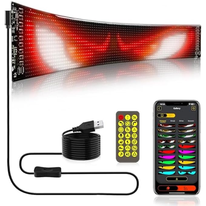 كاست ويف لافتات إعلانية قابلة للبرمجة بإضاءة ليد قابلة للتمرير، 24×5، مرنة، USB 5 فولت، تحكم بالتطبيق، نمط نص مخصص، رسوم متحركة، لوحة عرض مرنة قابلة للبرمجة للمتجر، السيارة، البار، الحفلات، المهرجانات، 16×96 ليد - Image 1