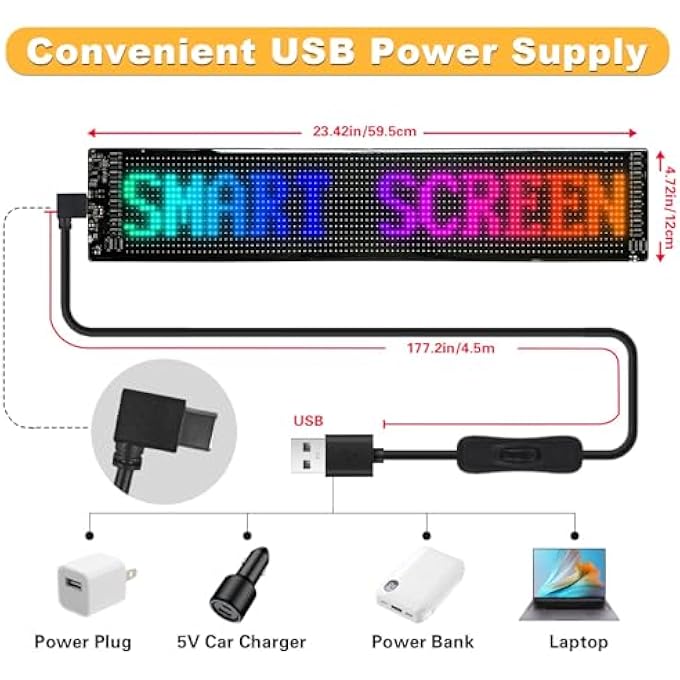 كاست ويف لافتات إعلانية قابلة للبرمجة بإضاءة ليد قابلة للتمرير، 24×5، مرنة، USB 5 فولت، تحكم بالتطبيق، نمط نص مخصص، رسوم متحركة، لوحة عرض مرنة قابلة للبرمجة للمتجر، السيارة، البار، الحفلات، المهرجانات، 16×96 ليد - Image 4