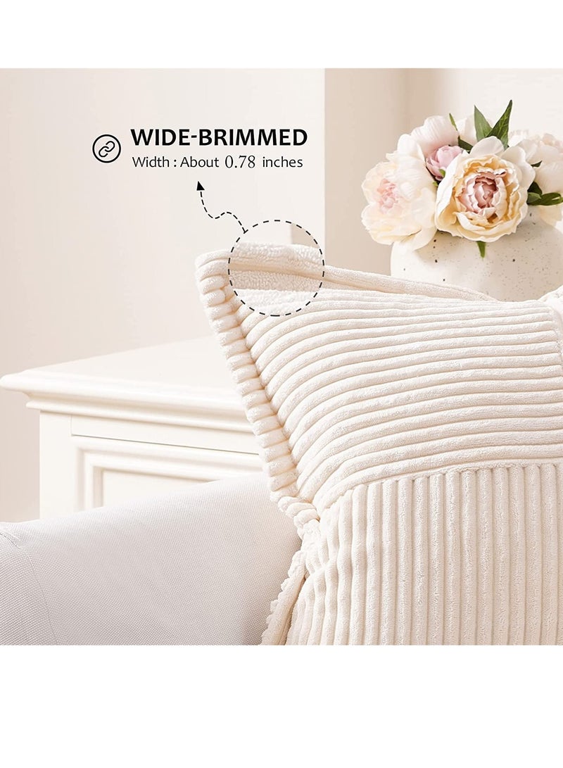 SYOSI Cream Throw Pillows Covers 18 x 1845 X 45 cm Set of 4 Corduroy Decorative Rustic Modern Farmhouse Pillow Cover, Square Boho Cushion Case for Couch Sofa Bedroom Living Room NO Pillow Insert - Image 3