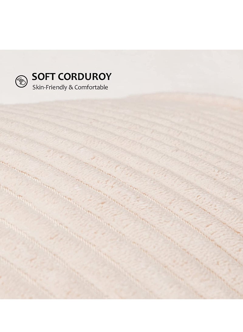 SYOSI Cream Throw Pillows Covers 18 x 1845 X 45 cm Set of 4 Corduroy Decorative Rustic Modern Farmhouse Pillow Cover, Square Boho Cushion Case for Couch Sofa Bedroom Living Room NO Pillow Insert - Image 5