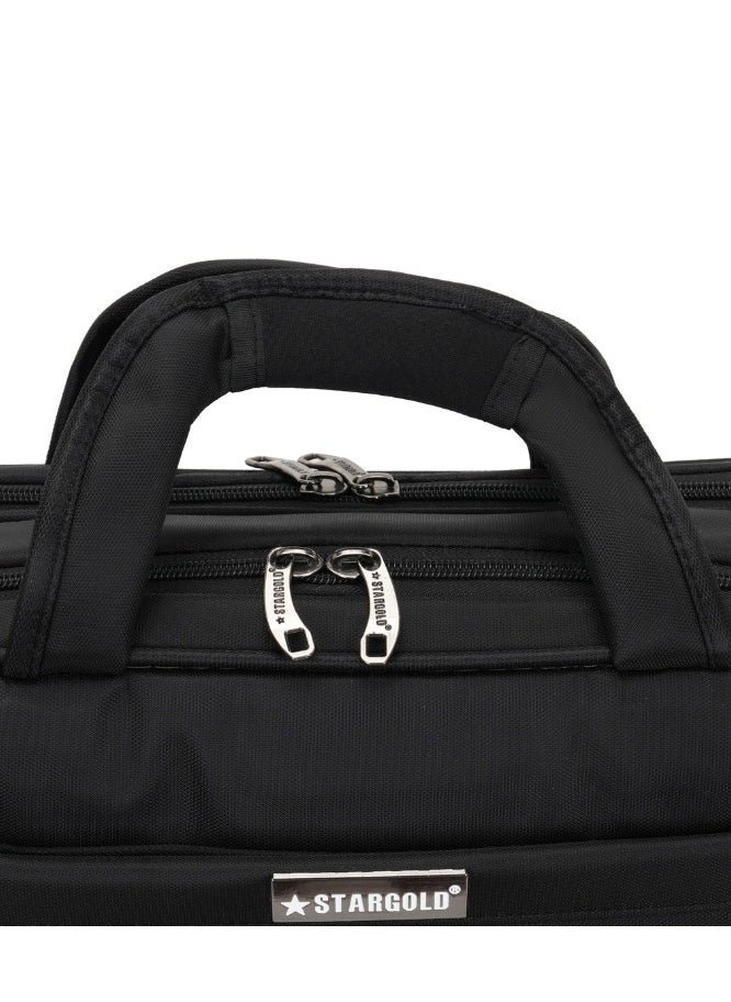 Laptop Bag, Premium 15.6" Business Briefcase With Multiple Compartments, Padded Shoulder Strap, And Water-Resistant Material, Black