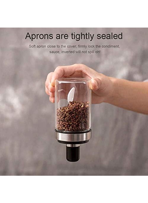 JNdabhi - JNdabhi 250Ml Glass Seasoning Container for Condiment Jar Pickle Jar Spice Jar Salt n Sugar JarGlass Jar Bottles for Kitchen UseSeasoning Bottle Kitchen Product Spoon Bottle Set of 3 - Image 1