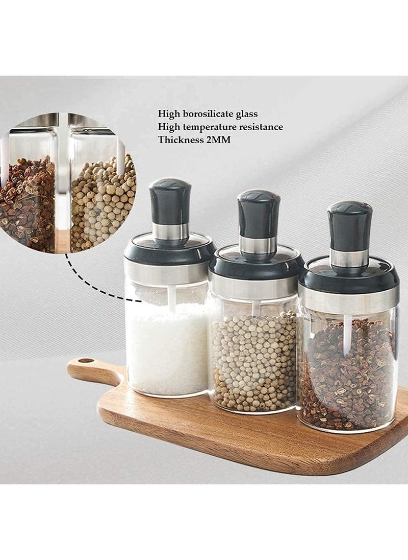 JNdabhi - JNdabhi 250Ml Glass Seasoning Container for Condiment Jar Pickle Jar Spice Jar Salt n Sugar JarGlass Jar Bottles for Kitchen UseSeasoning Bottle Kitchen Product Spoon Bottle Set of 3 - Image 1