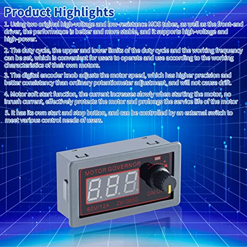 EC Buying ZK-BMG DC Motor Speed Controller, DC Motor Controller 9V-60V/12A/500W DC Encoder, PWM Control Adjustable Speed Variable Rotary Switch PWM Signal Generator Module - Image 2