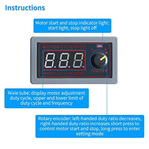 EC Buying ZK-BMG DC Motor Speed Controller, DC Motor Controller 9V-60V/12A/500W DC Encoder, PWM Control Adjustable Speed Variable Rotary Switch PWM Signal Generator Module - Image 4