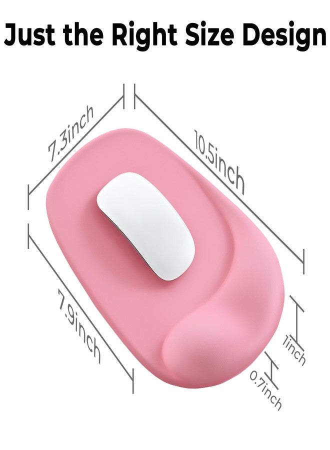 EooCoo Pink Ergonomic Mouse Pad with Gel Wrist Support, Office Decor for Women, Middle Concave Design for Relieve Wrist Pain, Lycra Surface Smooth Control, Non Slip PU Base, Portable Mousepad - Image 4