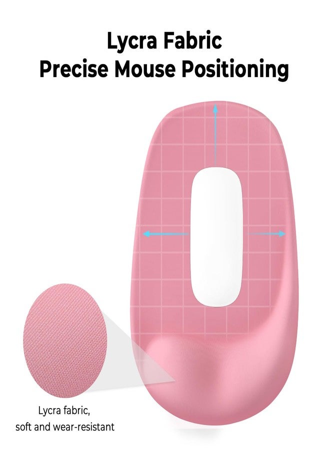 EooCoo Pink Ergonomic Mouse Pad with Gel Wrist Support, Office Decor for Women, Middle Concave Design for Relieve Wrist Pain, Lycra Surface Smooth Control, Non Slip PU Base, Portable Mousepad - Image 5