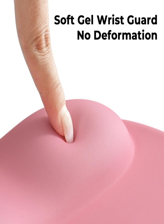 EooCoo Pink Ergonomic Mouse Pad with Gel Wrist Support, Office Decor for Women, Middle Concave Design for Relieve Wrist Pain, Lycra Surface Smooth Control, Non Slip PU Base, Portable Mousepad - Image 3