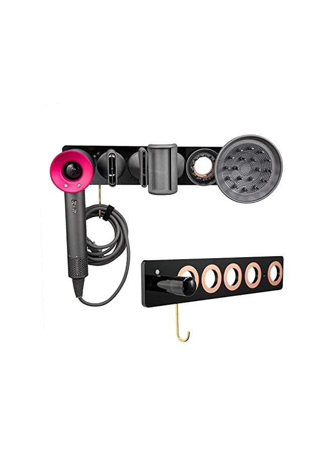 Dryer Holder, Acrylic Wall Mount Bracket Stand Storage Rack Organizer Fits for Dyson Supersonic Hair Blow Dryer, Space Organizer for Bathroom/Bedroom/Washroom(Black)  - Image 3