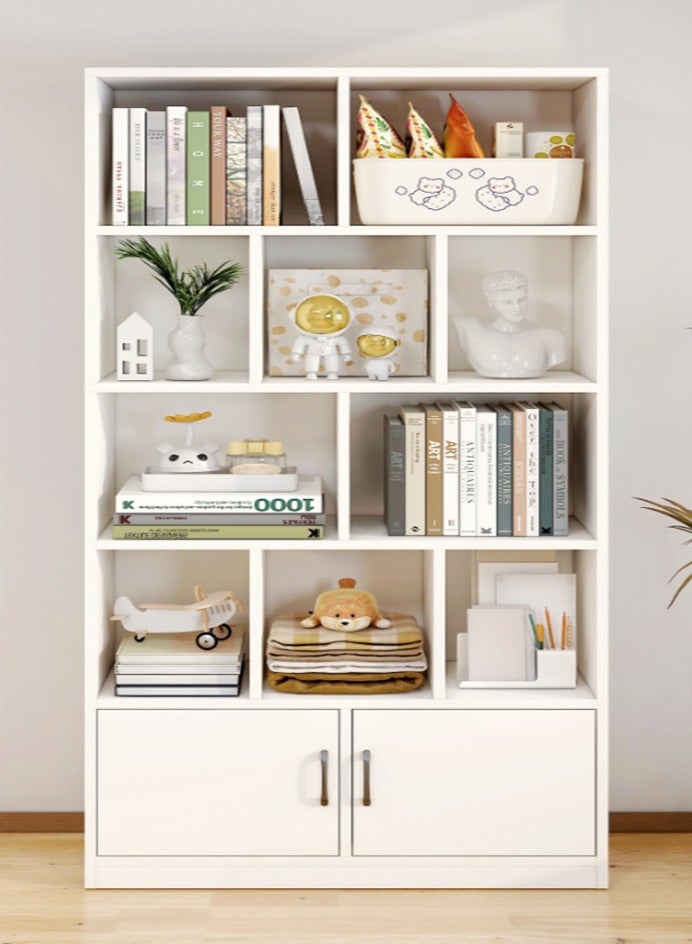Generic Bookshelf Multifunctional Bookcase 4 Tier Book Shelf Cabinet with 2 Door Storage Cabinet Book Organizer Cupboard Freestanding Display Storage Shelf Storage Rack for Home Office（SGG029B-80） 