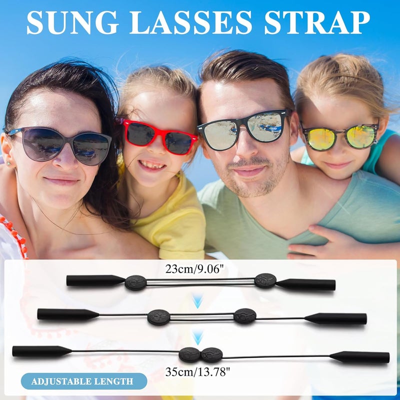 CoolShef حزام حامل النظارات القابل للتعديل مع قبضة أذن سيليكون، حبل نظارات مضاد للانزلاق، ملحقات سلسلة نظارات رياضية للنظارات (2 حزام + 1 خطاف أذن، أسود) - Image 4