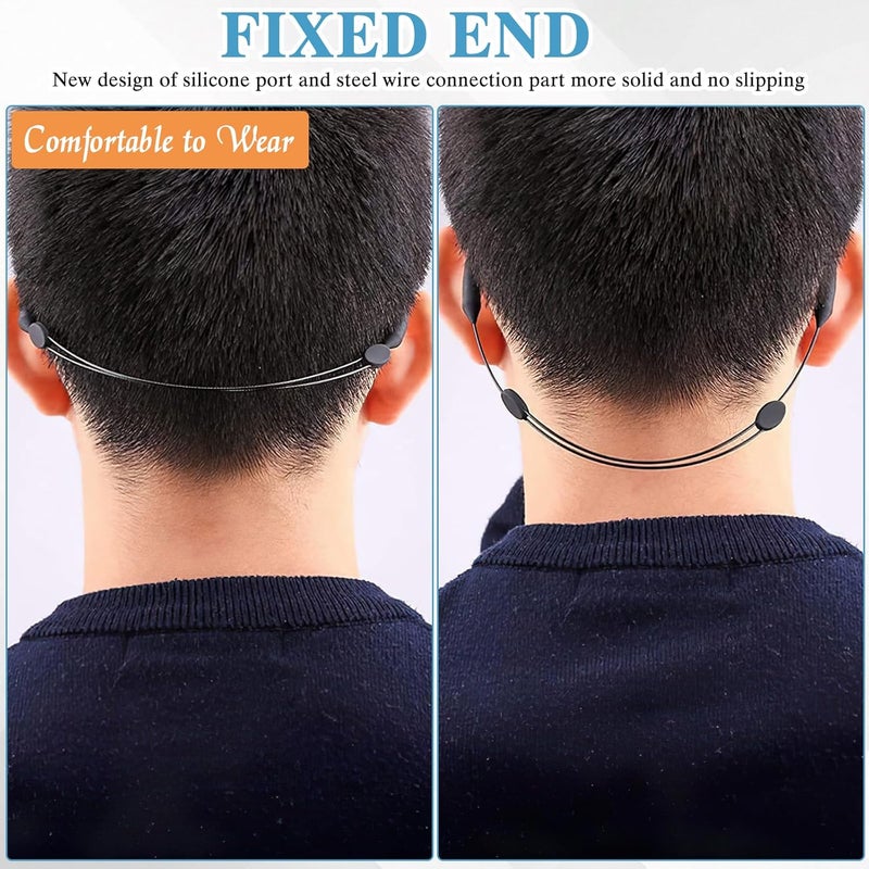 CoolShef حزام حامل النظارات القابل للتعديل مع قبضة أذن سيليكون، حبل نظارات مضاد للانزلاق، ملحقات سلسلة نظارات رياضية للنظارات (2 حزام + 1 خطاف أذن، أسود) - Image 5