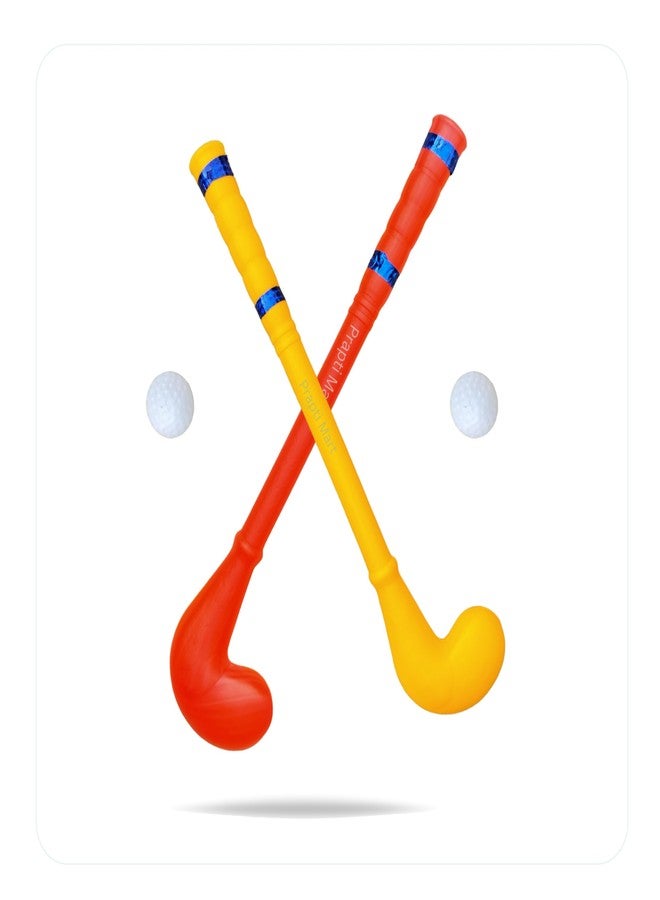 VIDHYAPATI ENTERPRISES Plastic Hockey Sticks with Ball Combo for Kids | Small Size Hockey Play Set | Safe, Lightweight & Durable | Indoor & Outdoor Fun | Sports Hockey Toy | Combo 2 Pcs | Age 1-4 Years (Red, Yellow) - Image 4