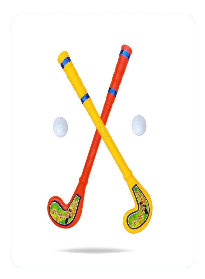 VIDHYAPATI ENTERPRISES Plastic Hockey Sticks with Ball Combo for Kids | Small Size Hockey Play Set | Safe, Lightweight & Durable | Indoor & Outdoor Fun | Sports Hockey Toy | Combo 2 Pcs | Age 1-4 Years (Red, Yellow) - Image 1