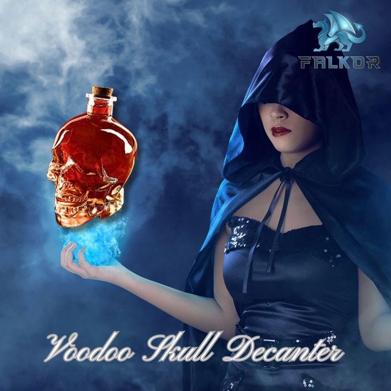 FALKOR The Heavy Glass Skull Crystal Decanter, Skull Wine Bottle, Creative Wine Bottle, Liquor Decanter with Airtight Stopper, Whiskey Decanter, or Home, Bar, Party (750ml)  - Image 3