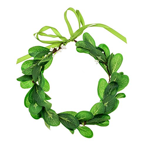 June Bloomy Greenery Leaf Crown Rustic Wedding Headpiece Bridal Headband Photo Prop (A-Green) - Image 2