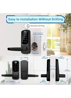 Hihonor Smart Door Lock with Handle Front Door Keyless Entry Door Lock Fingerprint Smart Lock Digital Door Lock with Keypad Biometric Door Lock  - Image 2