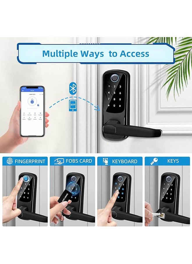 Hihonor - Smart Door Lock with Handle Front Door Keyless Entry Door Lock Fingerprint Smart Lock Digital Door Lock with Keypad Biometric Door Lock - Image 1