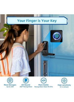 Hihonor Smart Door Lock with Handle Front Door Keyless Entry Door Lock Fingerprint Smart Lock Digital Door Lock with Keypad Biometric Door Lock  - Image 5