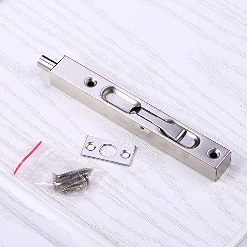 Secfanya 2 Pcs Door Flush Bolt Guard Concealed Slide Bolt Lock - 8 Inch Concealed Security Door Lock for French Doors, Composite Doors,Wood Doors,Double Doors,Dummy Doors，Bolt - Image 3