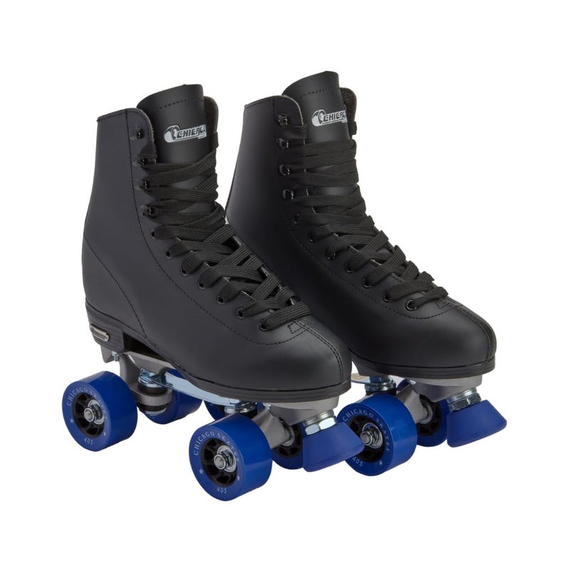 Chicago Skates زلاجات شيكاغو الفاخرة السوداء رباعية العجلات للأولاد والرجال المبتدئين تصميم كلاسيكي قابل للتعديل عالي القمة للزلاجات الداخلية أو الخارجية ومنافسات الزلاجات - Image 1
