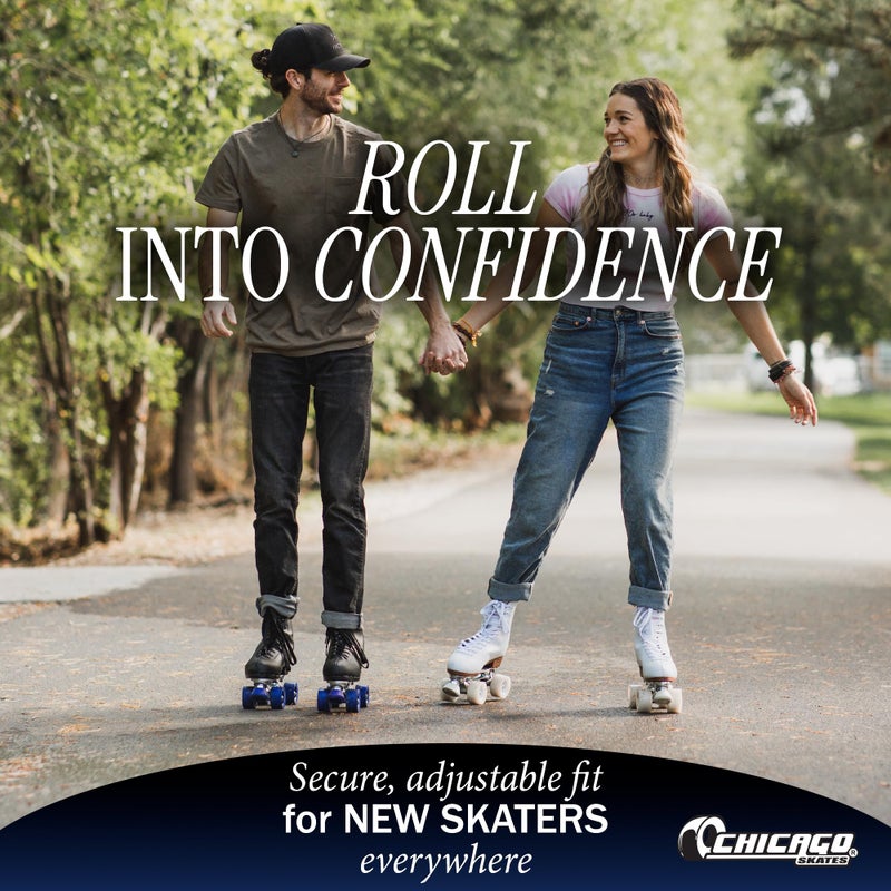 Chicago Skates زلاجات شيكاغو الفاخرة السوداء رباعية العجلات للأولاد والرجال المبتدئين تصميم كلاسيكي قابل للتعديل عالي القمة للزلاجات الداخلية أو الخارجية ومنافسات الزلاجات - Image 5