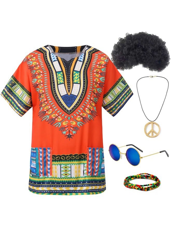 Gionforsy Hippie Costume Outfit for Men Women (Orange, Large) - Image 1