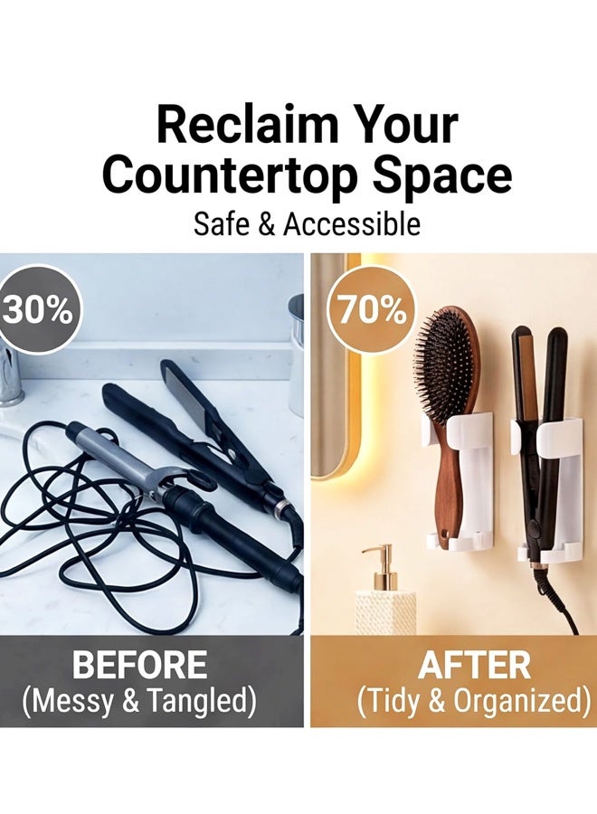 2PCS Wall Mount Hair Tool Organizer For Hair Dryer Curling Iron Straightener Comb - Image 5