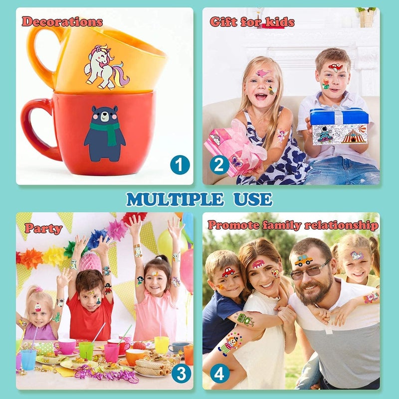 Partywind 380 Styles (30 Sheets) Luminous Tattoos for Kids, Mixed Styles Temporary Tattoos Stickers with Mermaid/Dinosaur/Space/Pirate for Boys and Girls, Glow Party Supplies - Image 4