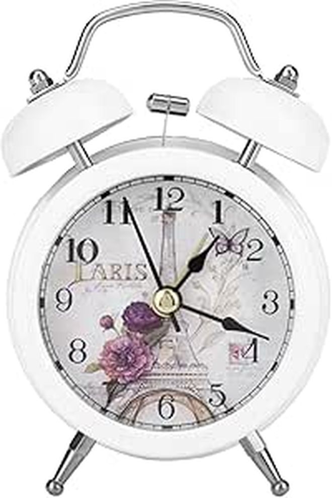 White Mini Metal Digital Alarm Clock with Night Light for Bedroom Students - Image 1