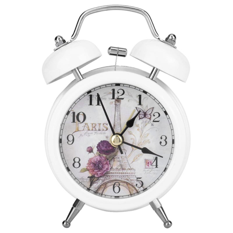 White Mini Metal Digital Alarm Clock with Night Light for Bedroom Students - Image 2