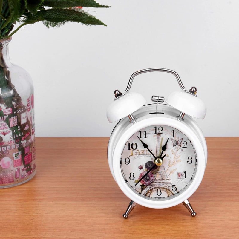 White Mini Metal Digital Alarm Clock with Night Light for Bedroom Students - Image 3