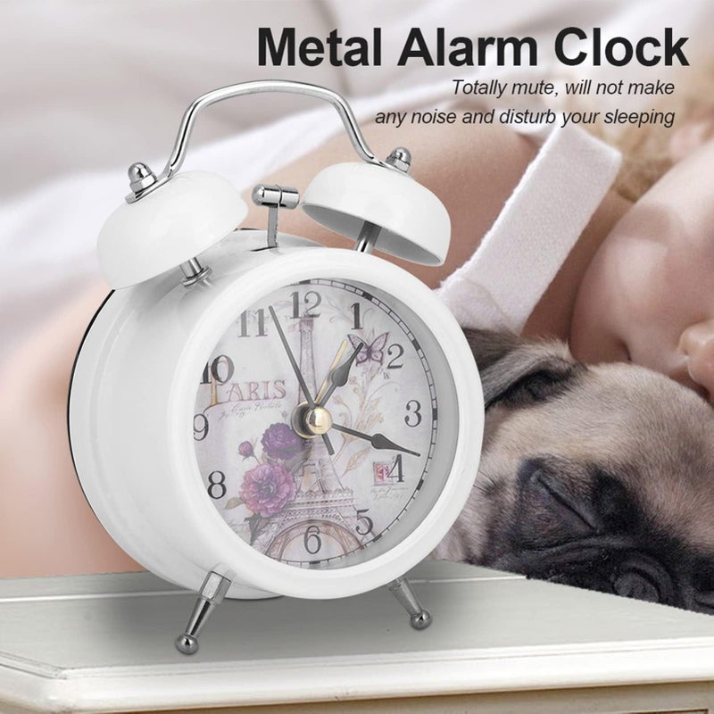 White Mini Metal Digital Alarm Clock with Night Light for Bedroom Students - Image 5