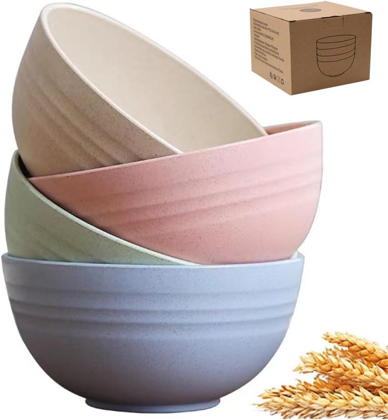 LRUUIDDE Unbreakable Cereal Bowls 24 oz  Reusable Wheat Straw Bowl  Dishwasher Microwave Safe  Bamboo Kids Bowls Set Soup Salad Rice Oatmeal Desserts BPA Free EcoFriendly - Image 1