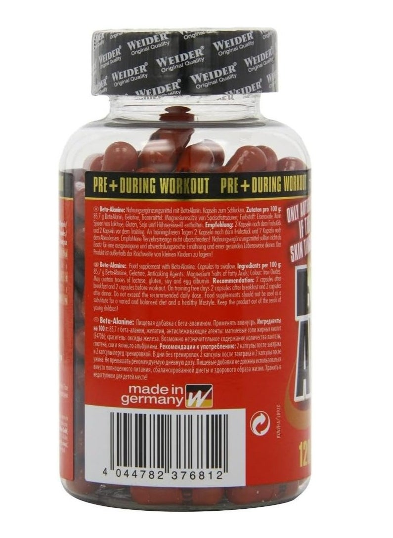 Weider Beta-Alanine Capsules 4.400mg Per Serving Supports Endurance, Reduces Fatigue And Enhances Athletic Performance - 120 Capsules  - Image 3