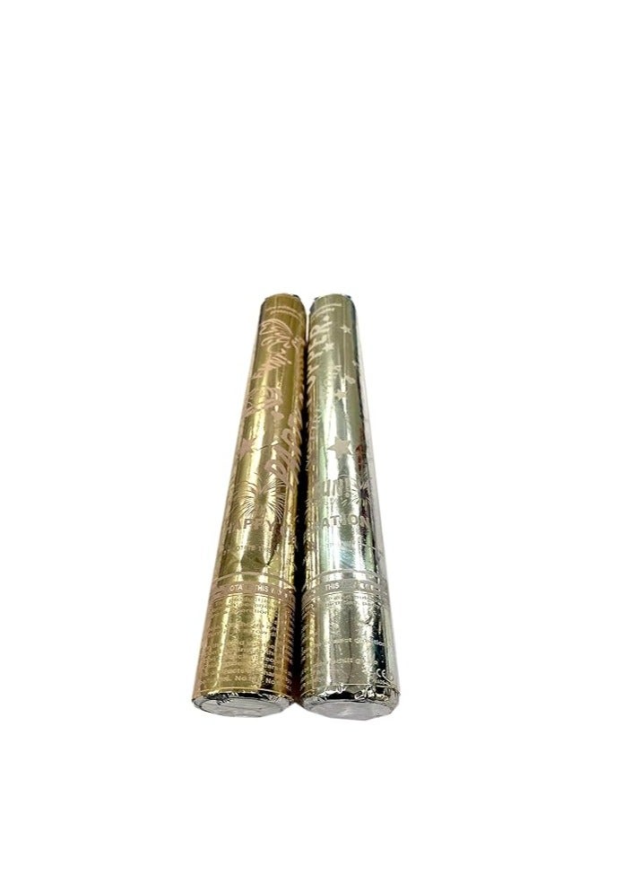 Colored paper firecrackers, very suitable for holidays and occasions, high quality, distinctive and attractive, 2 pieces gold and gold plated, 28 cm, colored paper firecrackers, decorations in attractive shapes, colored paper cannon - Image 5