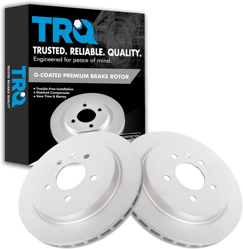 TRQ Rear Brake Rotors Set Vented Premium G-Coated Compatible with 2003-2007 Cadillac CTS 2005-2011 STS - Image 1