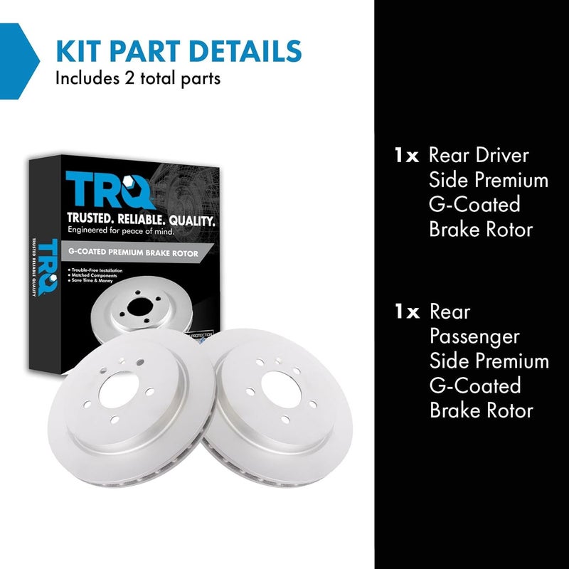 TRQ Rear Brake Rotors Set Vented Premium G-Coated Compatible with 2003-2007 Cadillac CTS 2005-2011 STS - Image 2