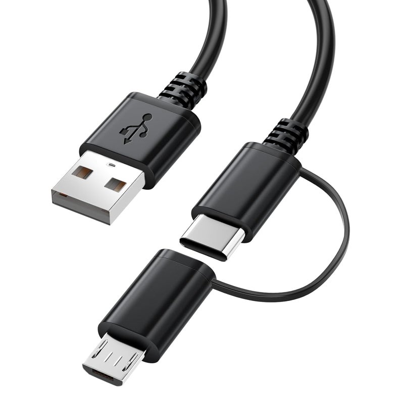 شاحن سريع بطول 10 أقدام لجهاز أمازون فاير تابلت، كابل شاحن مايكرو USB وكابل شحن USB-C لجهاز كيندل بيبروايت، فاير إتش دي 10 و8 و7 بلس، ماكس برو، إصدار كيدز، فوياج، تاتش، الجيل التاسع إلى الحادي عشر 2019، 2020، 2021، 2023. - Image 1