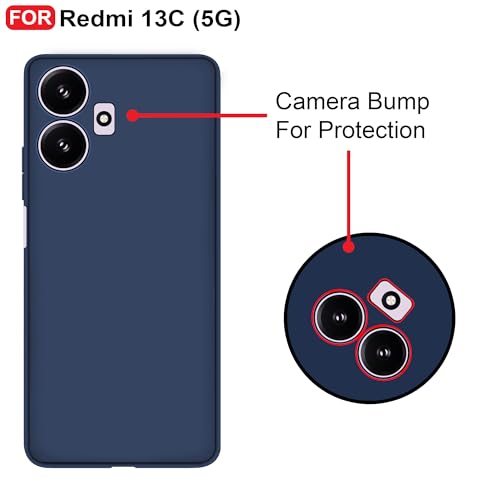 CEDO Back Cover for Redmi 13C (5G) / Poco M6 (5G) | Camera Bump Protection & Inner Velvet Fabric Lining | Ultra Slim Matte Soft Rubberised Case Cover (Blue) - Image 3