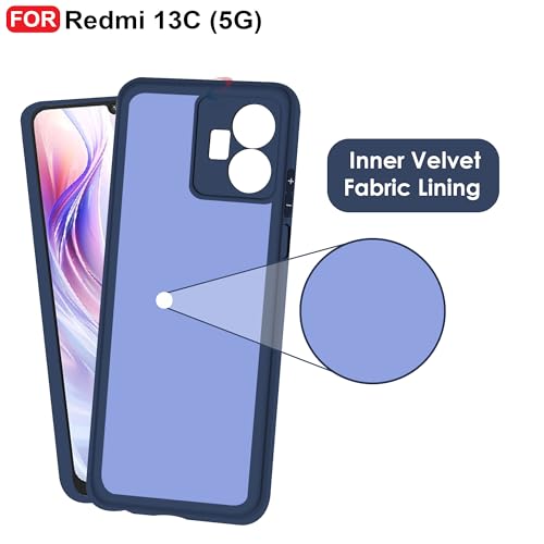 CEDO Back Cover for Redmi 13C (5G) / Poco M6 (5G) | Camera Bump Protection & Inner Velvet Fabric Lining | Ultra Slim Matte Soft Rubberised Case Cover (Blue) - Image 4