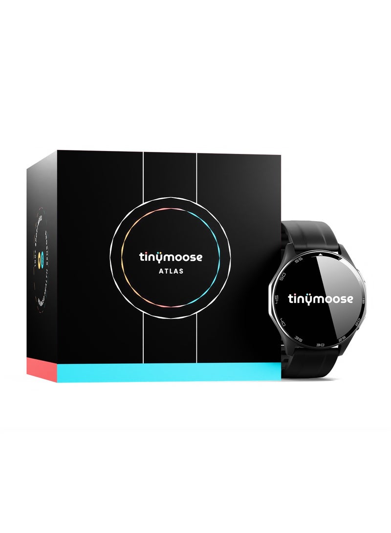 TinyMoose Smart Watch Atlas | Super HD AMOLED 1.43 inch Display, Built-In GPS, AI-Powered Fitness Tracking, Heart Rate & SpO2 Monitor, 30M Water Resistant, Bluetooth Calling, Super Responsive Touchscreen, for Android & iOS – Midnight Black - Image 1